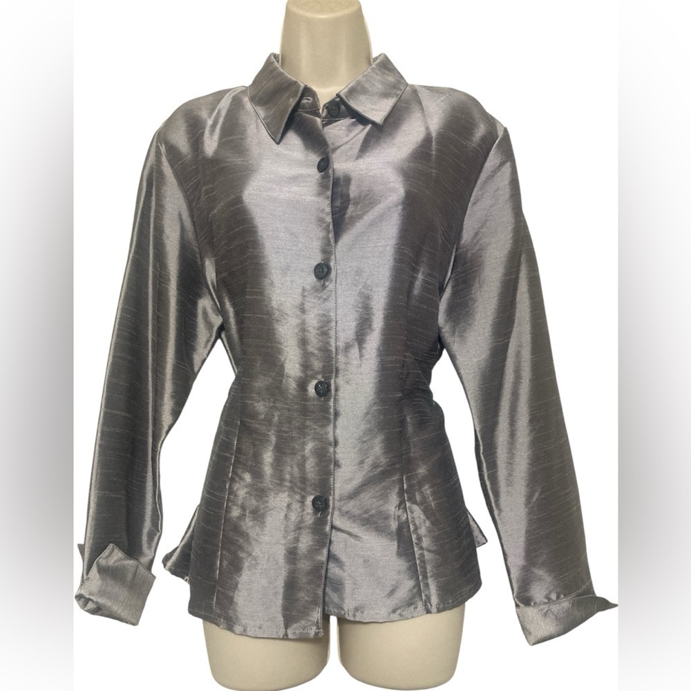 Croft & Barrow Shiny Gray Button-Down Shirt